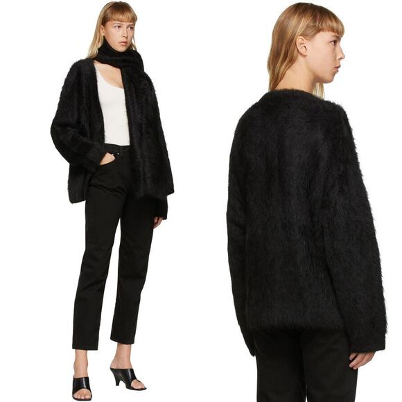 Totême Black Alpaca Biella Cardigan, Sz M - Picture 11 of 11